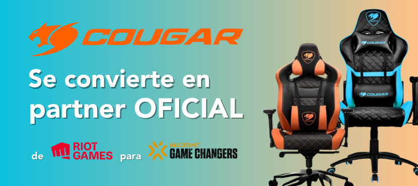 Cabecera Cougar. Cougar se convierte en partner oficial de sillas para Riot Games.